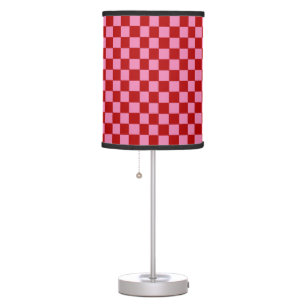 Checkered Red and Hot Pink Table Lamp