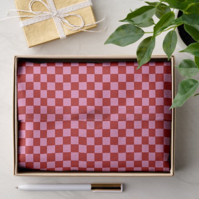Checkered Red and Hot Pink  Tissue Paper (Gift)
