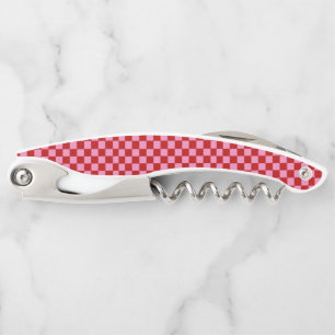 Checkered Red and Hot Pink Waiter's Corkscrew