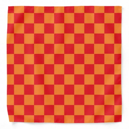 Checkered Red and Orange Bandana