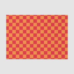 Checkered Red and Orange Tissue Paper