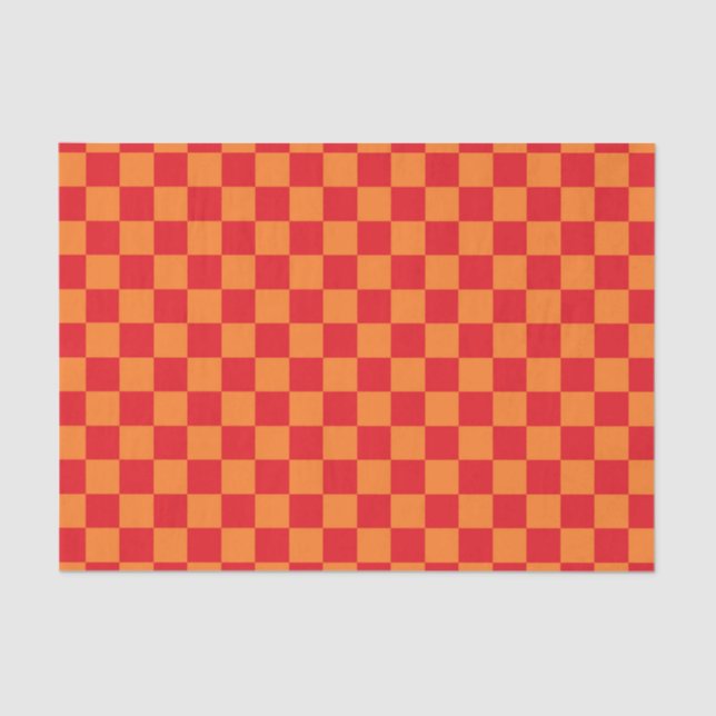 Checkered Red and Orange Tissue Paper (Front)