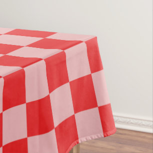 checkered red and pink tablecloth