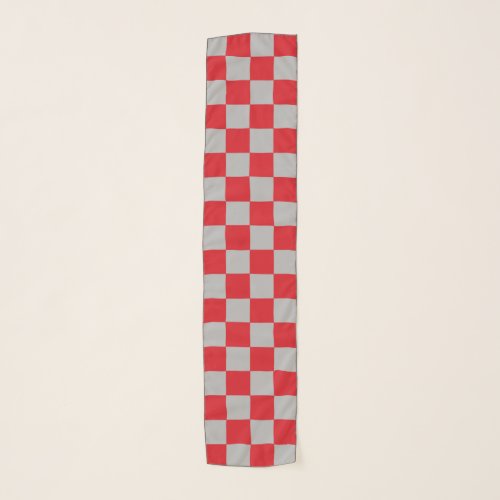 Checkered Red and Silver Scarf