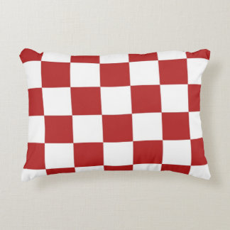 Checkered Red and White Accent Pillow