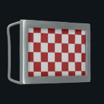 Checkered Red and White Belt Buckle<br><div class="desc">Cool classic red and white checkered pattern is made of rows of alternating white and red squares. Feel free to customize the product to make it your own. Digitally created 9000 x 6000 pixel image. Copyright ©2013 Claire E. Skinner, All rights reserved. To see this design on other items, click...</div>