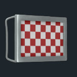 Checkered Red and White Belt Buckle<br><div class="desc">Cool classic red and white checkered pattern is made of rows of alternating white and red squares. Feel free to customize the product to make it your own. Digitally created 9000 x 6000 pixel image. Copyright ©2013 Claire E. Skinner, All rights reserved. To see this design on other items, click...</div>