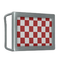 Checkered Red and White Belt Buckle