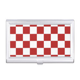 Checkered Red and White Business Card Holder