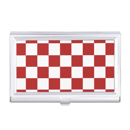 Checkered Red and White Business Card Holder