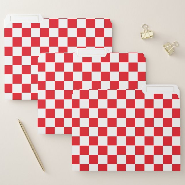 Checkered Red and White File Folder (Set)