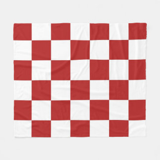 Checkered Red and White Fleece Blanket