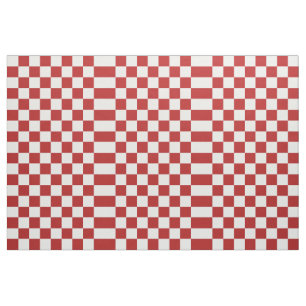 Checkered Red and White Geometric Fabric