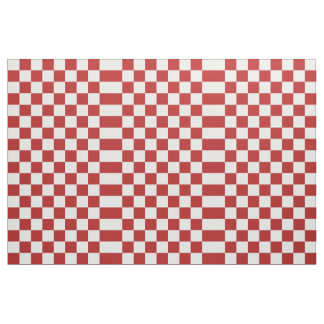 Checkered Red and White Geometric Fabric