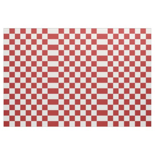 Checkered Red and White Geometric Fabric