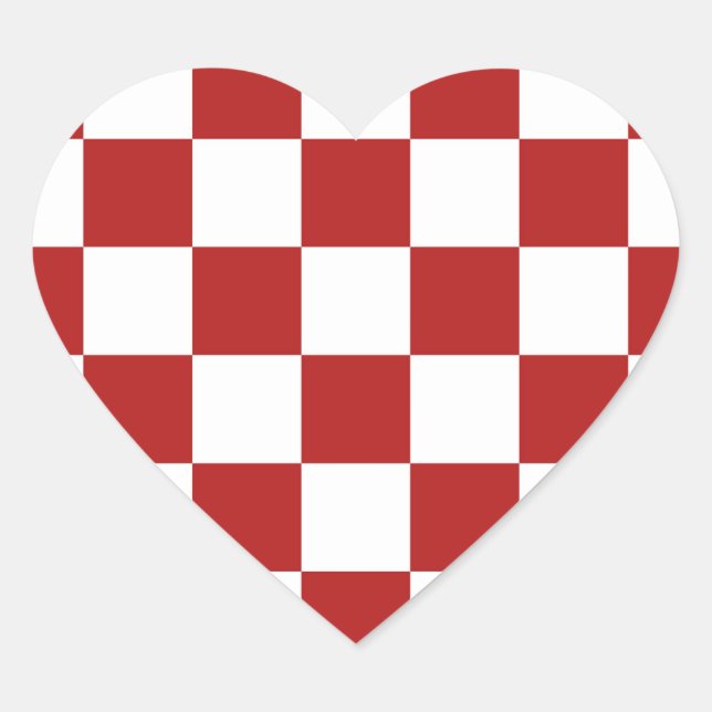 Checkered Red and White Heart Sticker (Front)