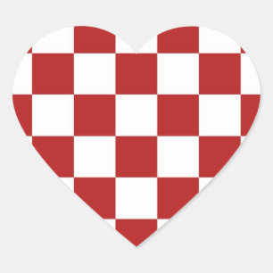 Checkered Red and White Heart Sticker