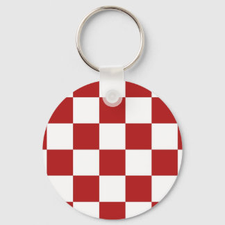Checkered Red and White Keychain