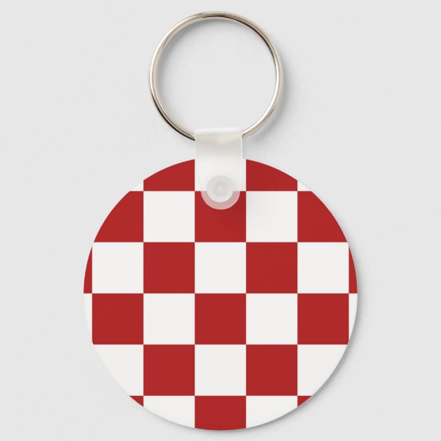 Checkered Red and White Keychain (Front)