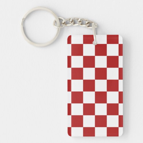 Checkered Red and White Keychain