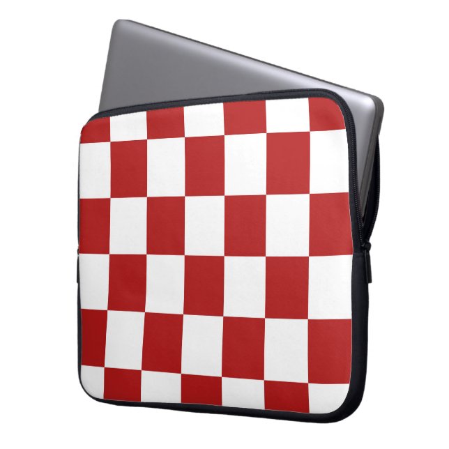 Checkered Red and White Laptop Sleeve (Front Left)