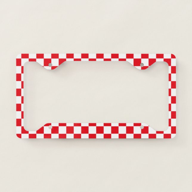 Checkered Red and White License Plate Frame (Front)