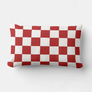 Checkered Red and White Lumbar Pillow