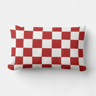 Checkered Red and White Lumbar Pillow