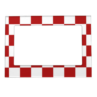 Checkered Red and White Magnetic Photo Frame