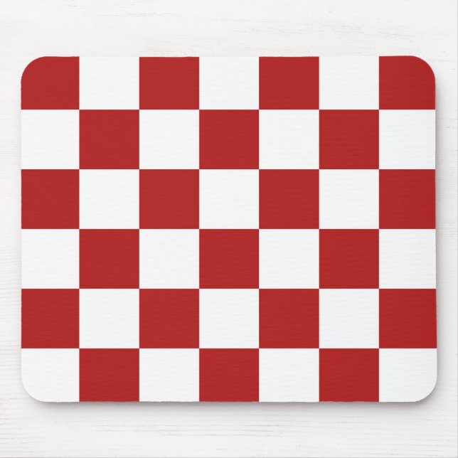 Checkered Red and White Mouse Pad (Front)