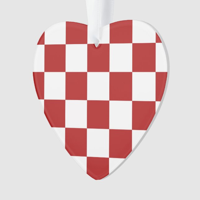 Checkered Red and White Ornament (Front)