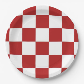 Checkered Red and White Paper Plates