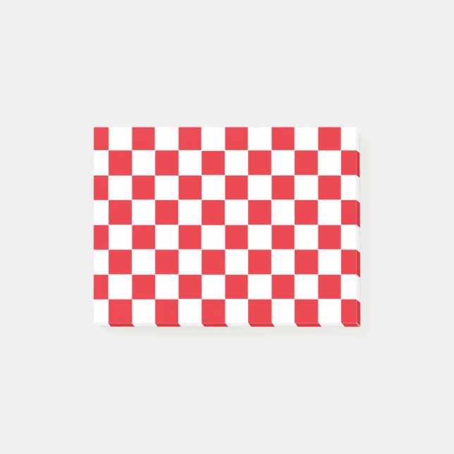 Checkered Red and White Post-it Notes (Front)
