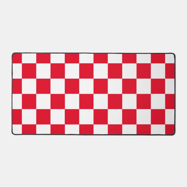 Checkered Red and White Retro Desk Mat (Front)