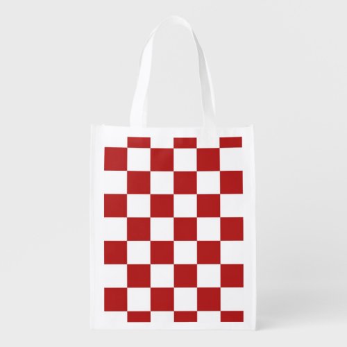 Checkered Red and White Reusable Grocery Bag