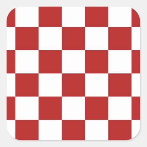 Checkered Red and White Square Sticker