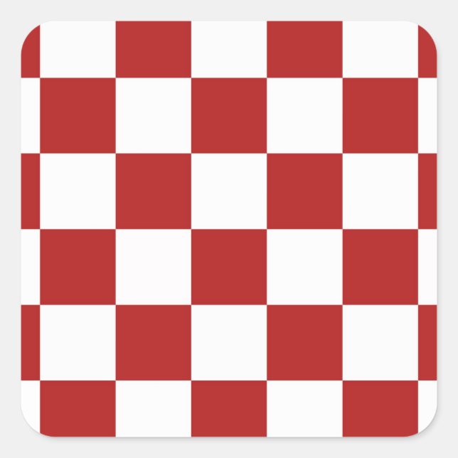 Checkered Red and White Square Sticker (Front)