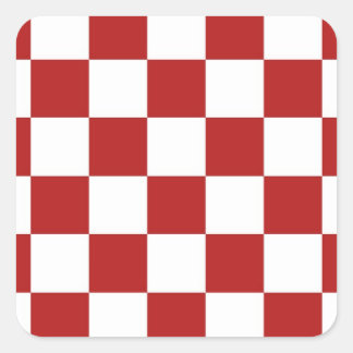 Checkered Red and White Square Sticker