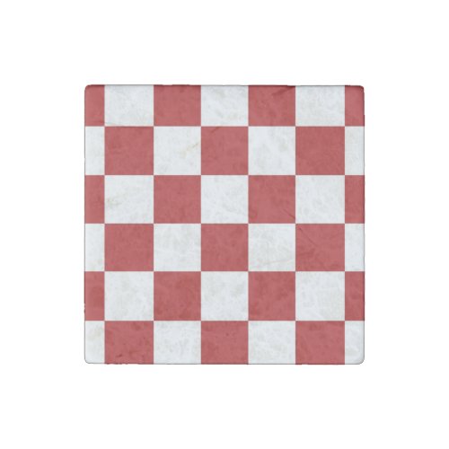 Checkered Red and White Stone Magnet