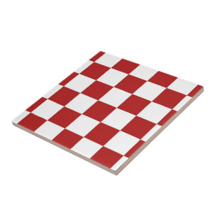 Checkered Red and White Tile