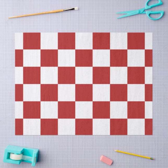 Checkered Red and White Tissue Paper (Craft)