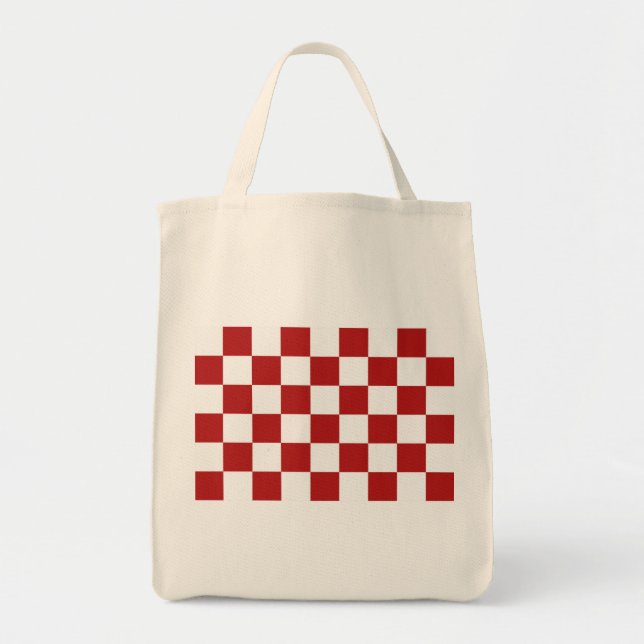 Checkered Red and White Tote Bag (Front)