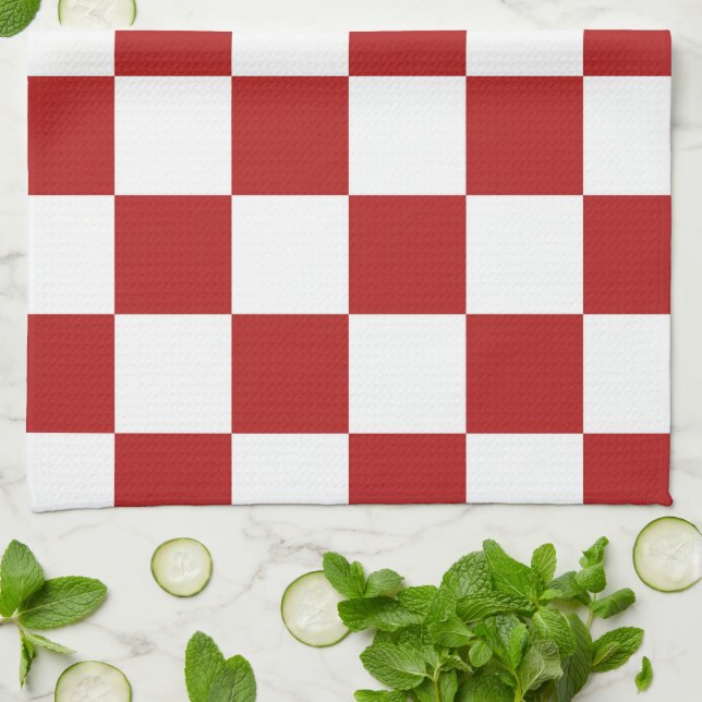 Checkered Red and White Towel (Folded)