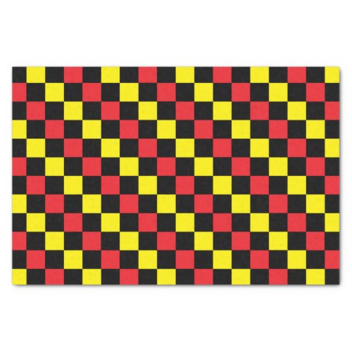 Checkered Red Black and Yellow Tissue Paper