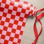 Checkered Red Pink Wrapping Paper<br><div class="desc">Checkered Red Pink Retro Wrapping Paper</div>