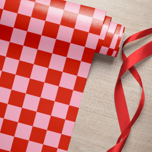 Checkered Red Pink Wrapping Paper