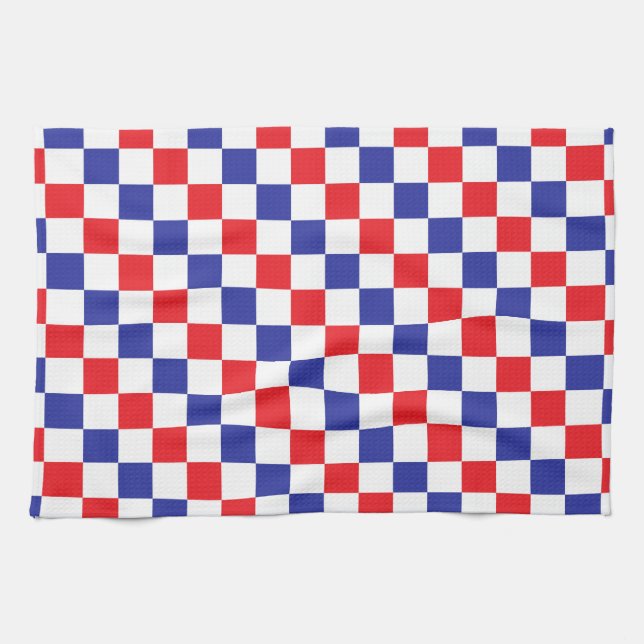 Checkered Red, White and Blue Kitchen Towel (Horizontal)