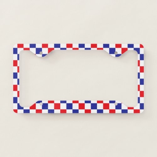 Checkered Red White and Blue License Plate Frame