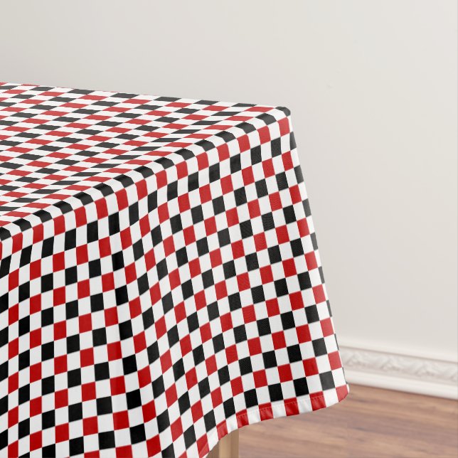 Checkered-Red, White-Black-52x70 COTTON TABLECLOTH (In Situ)