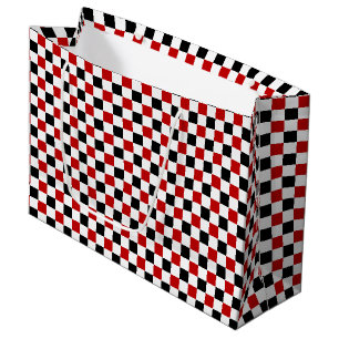 Checkered Red-White-Black-Gift Bag, large Gift Bag